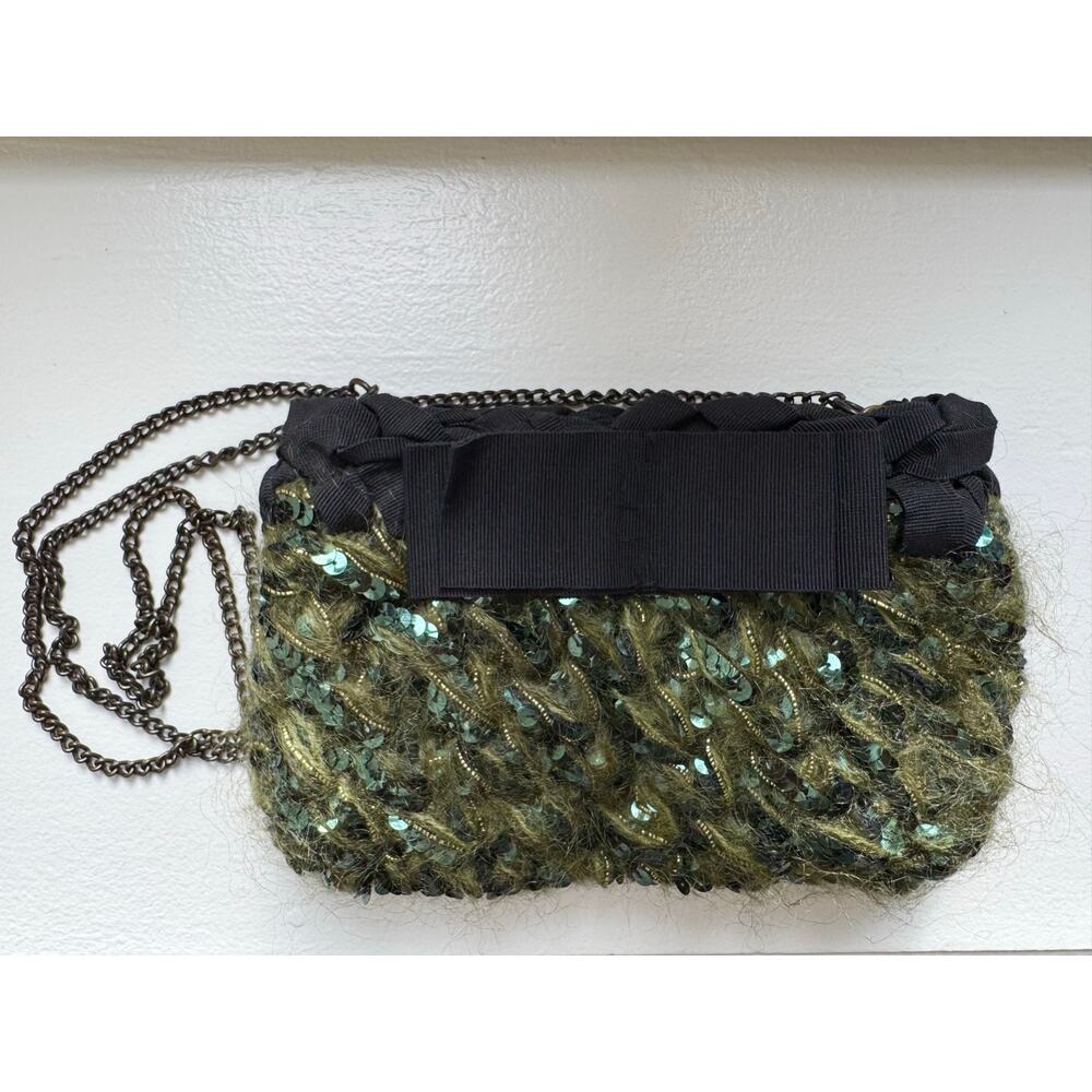 Rare Lorenza Gandaglia Sequin and Wool Clutch Purse Handmade In Italy - Picture 8 of 9